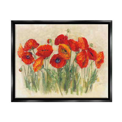 " Red Poppy Florals Soft Green Meadow Grass " by Carol Rowan