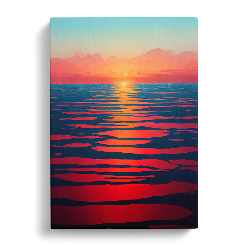 XV1022-4814X Unbeatable Ocean Sunset - Print, No Matte, 50cm H x 35cm W, Wrapped Canvas