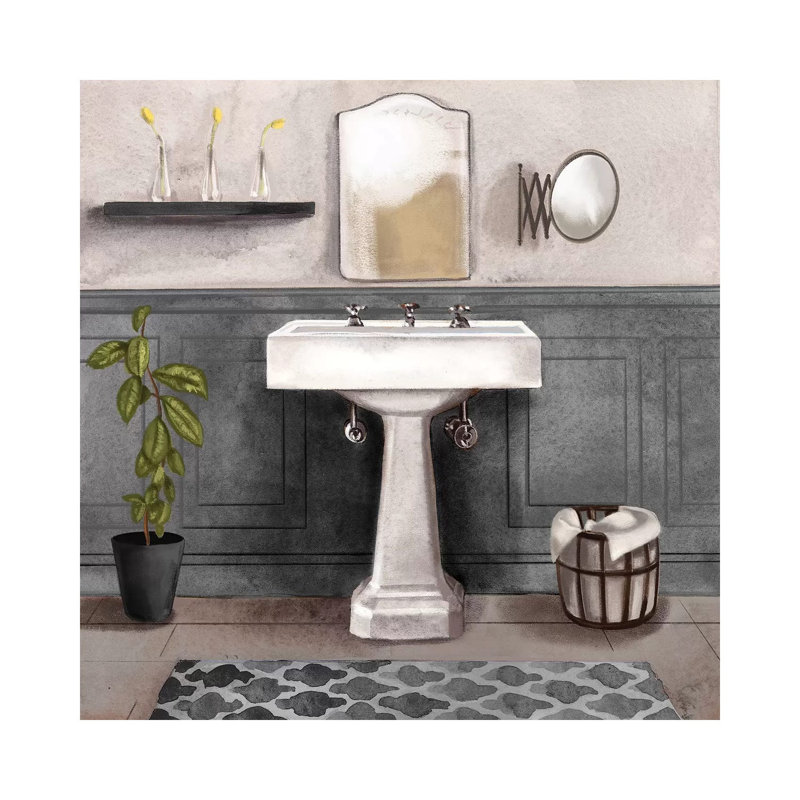 Serene Bath I Black & White 1 Piece Wrapped Canvas Wall Art, 45.72 cm H x 45.72 cm W x 3.175 cm D