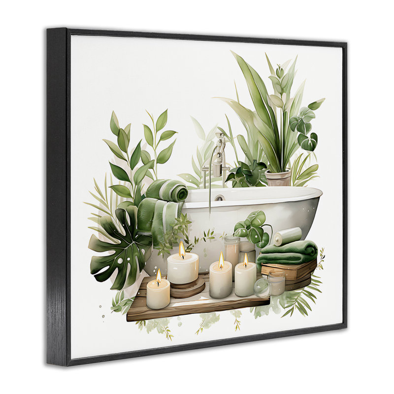 Giclée de baignoire tropicale encadrée, signée lettrée et doublée, Giclée encadrée noir minuit, H 24 po x l 30 po