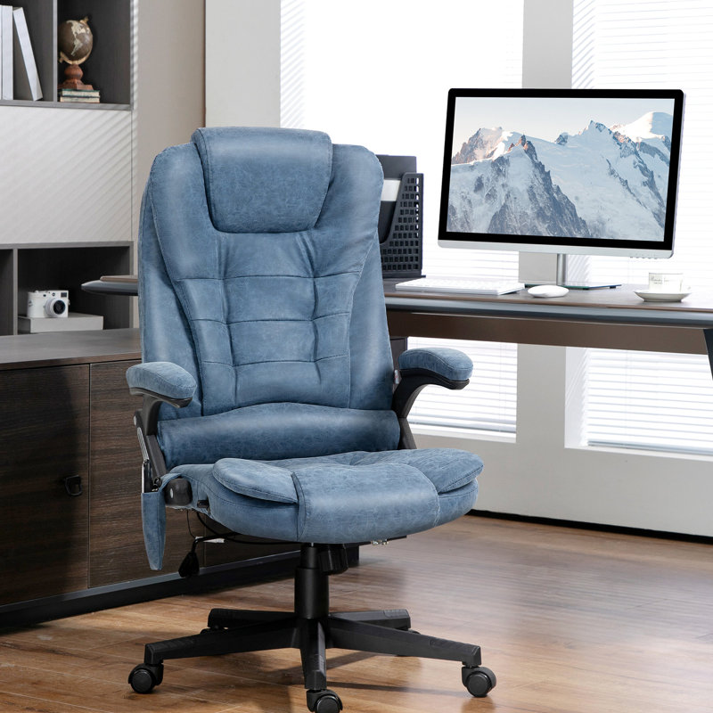 Fauteuil d'ordinateur en cuir bleu Pu
