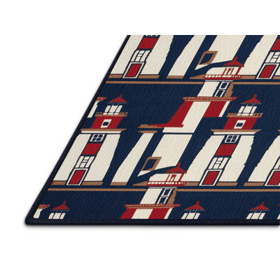 Washable Lighthouses Nautical Area Rug