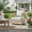 Fauteuil club pivotant en bois Telluride, finition blanc clair avec coussin beige-1995194959