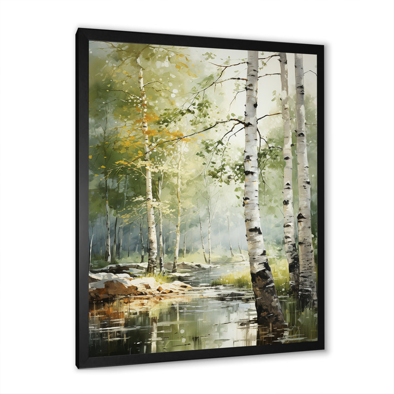 «Tranquil Shadows Green Forest III», reproduction sur toile, Cadre simple noir, H 44 po x l 34 po x P 1,5 po