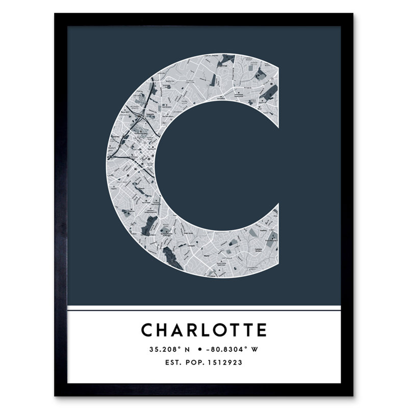 Charlotte City Map Charlotte North Carolina United States City Map - Single Picture Frame Typography