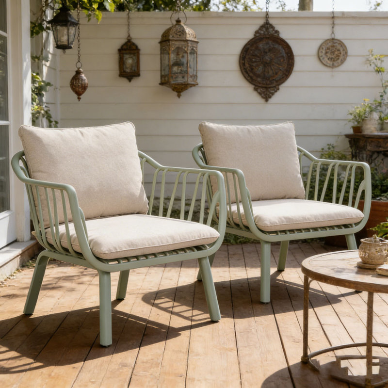 Ensemble de chaise club d'extérieur, Beige, Vert clair