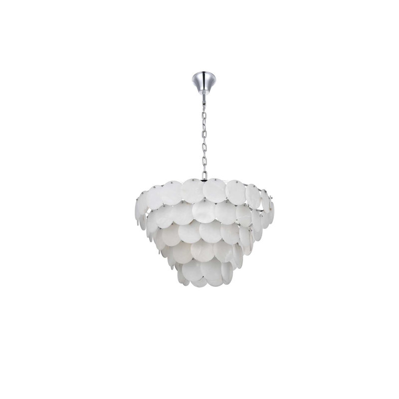 Charlotte 36 inch Alabaster Chandelier in Chrome, Chrome