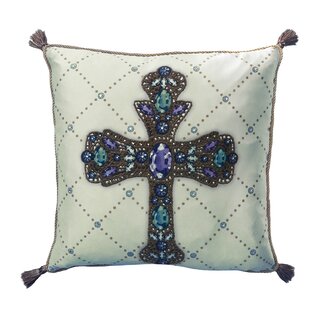 Holiday Elegance Crystal Colorful Cross Throw Pillow