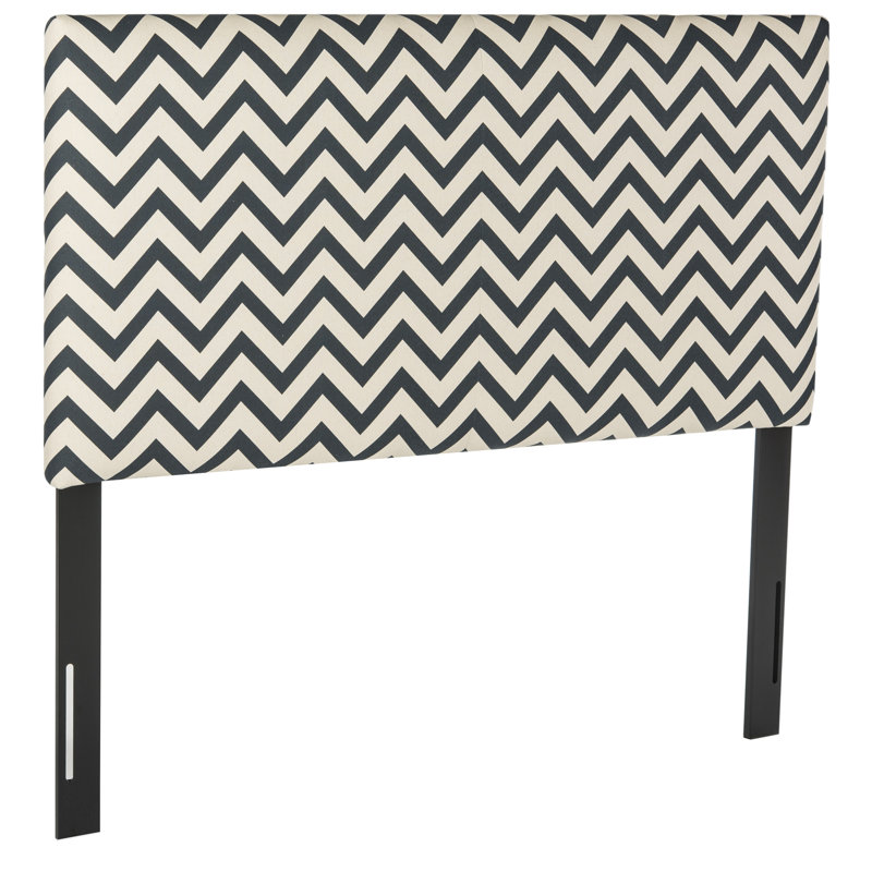 Cespedes Upholstered Headboard, Queen, Navy / White