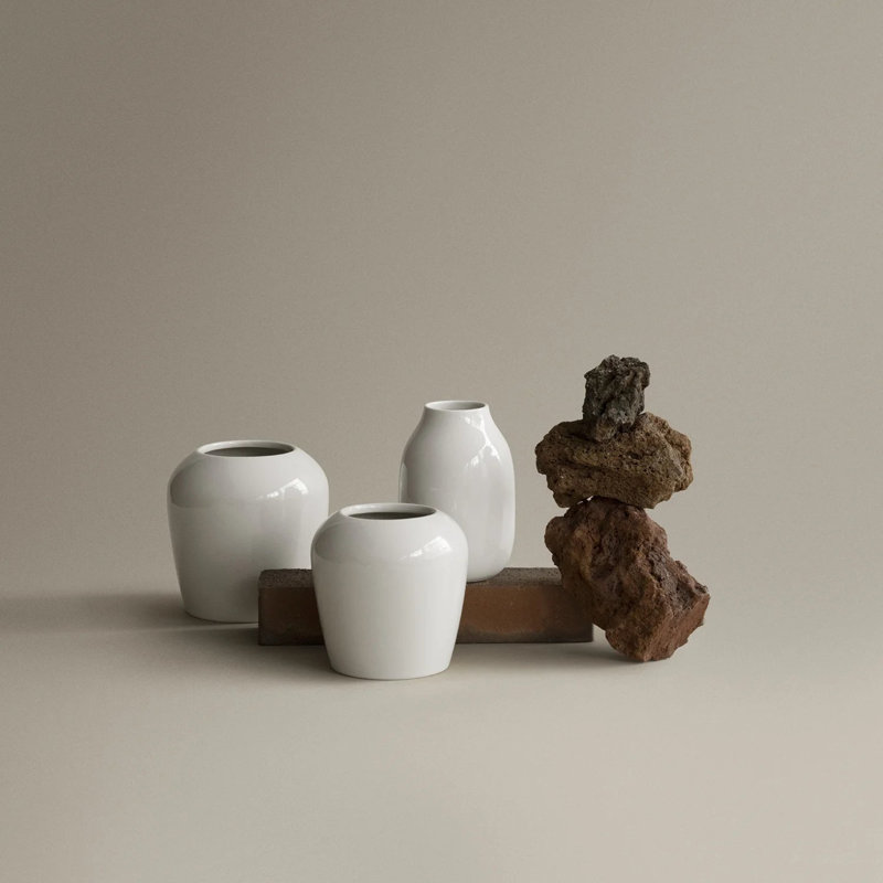 Ceramic / Porcelain Table Vase, Moonbeam, 15.2cm H x 10.1cm W x 10.1cm D