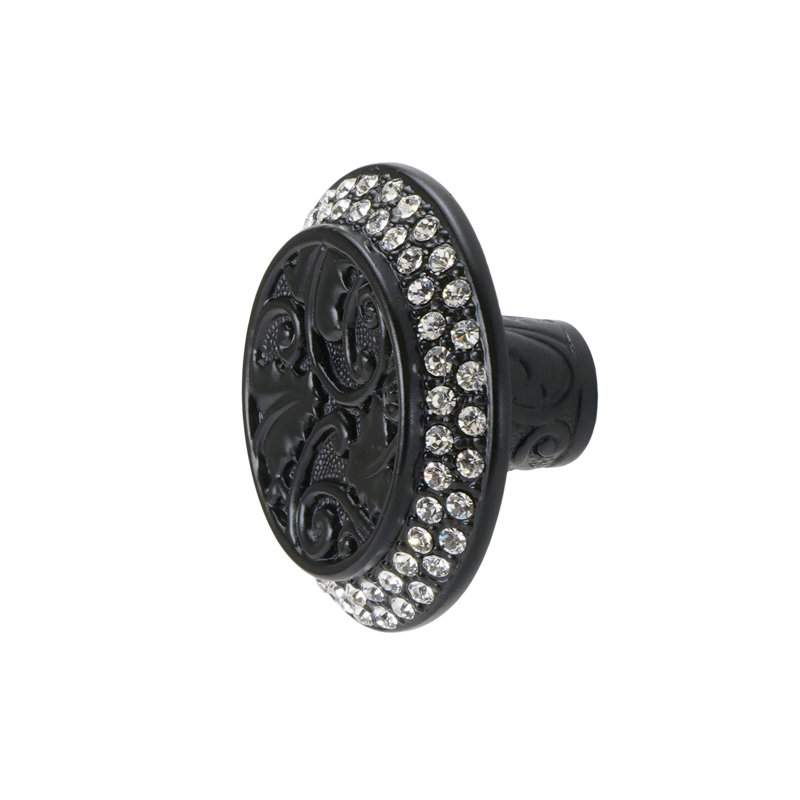 ROOKWOOD KNOB; ERINITE GREEN CRYSTAL, Matte Black