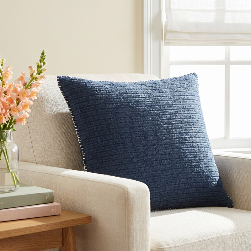 100% Cotton (Poly Filled) Throw Pillow, Navy
