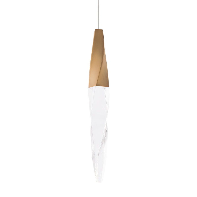 Kindjal 1 - Light LED Pendant, Aged Brass, 18" H x 2.8" W x 2.8"