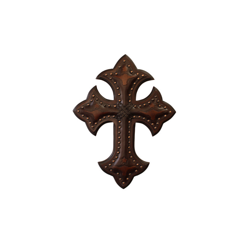 Décoration murale en cuir Western Cross, Brun