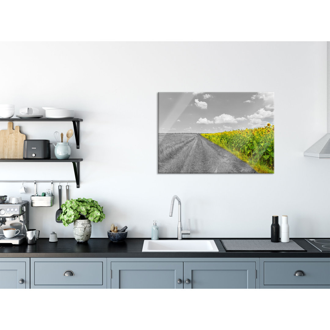 Dirt Road Sunflowers - Unframed Graphic Art on Glass