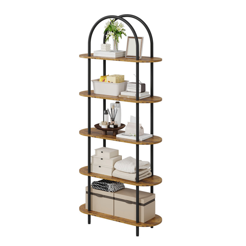 80cm W Iron Shelving Unit, Black/Brown