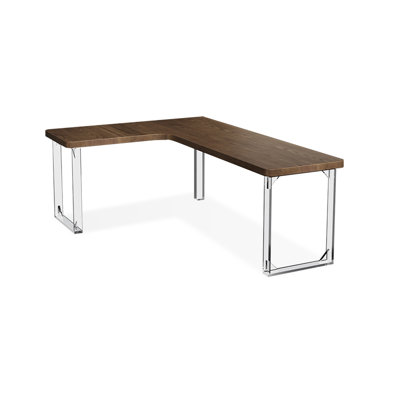 Brown+Clear Rectangular Solid Wood+Acrylic desk
