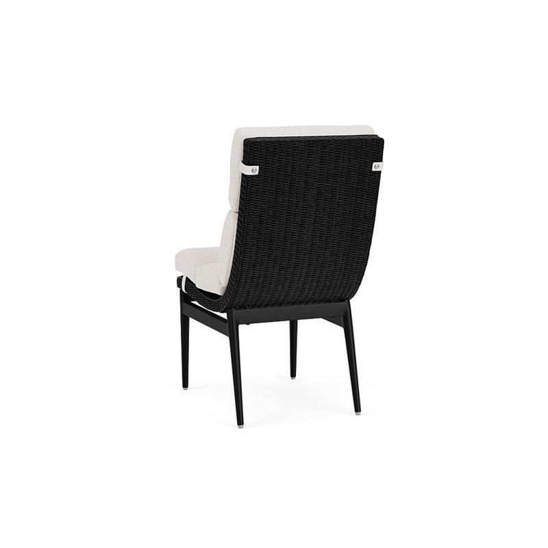 Cascade Outdoor Dining Side Chair, Reflections Snow, Ebony