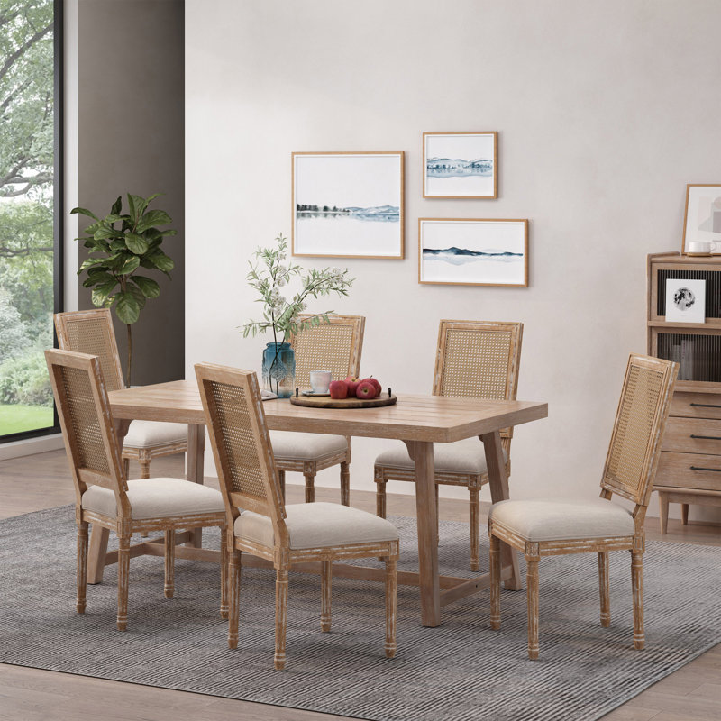 Chaise de salle à manger, 4, Beige, Natural