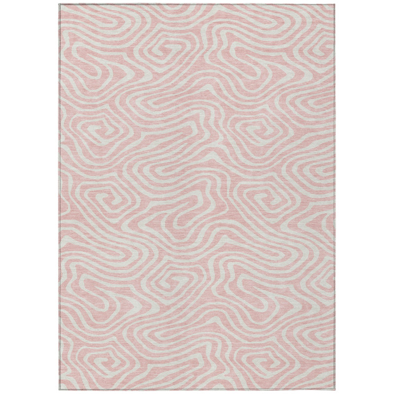 Addison 8' x 10' Pink Synthetic Flat Woven Washable Rug