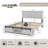 Farmhouse Wood Bed Frame, with Footboard Storage Cabinets,Including Charging Stations And LED Lights，White，Queen Size-584011884-584011872