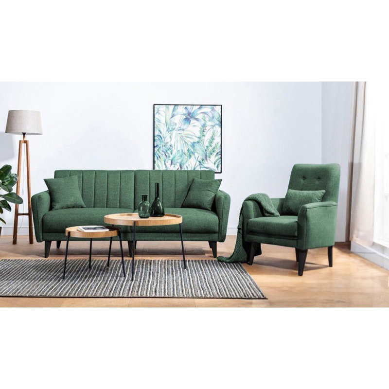 Ensemble de salon 2 pièces Sky, 100 % polyester vert