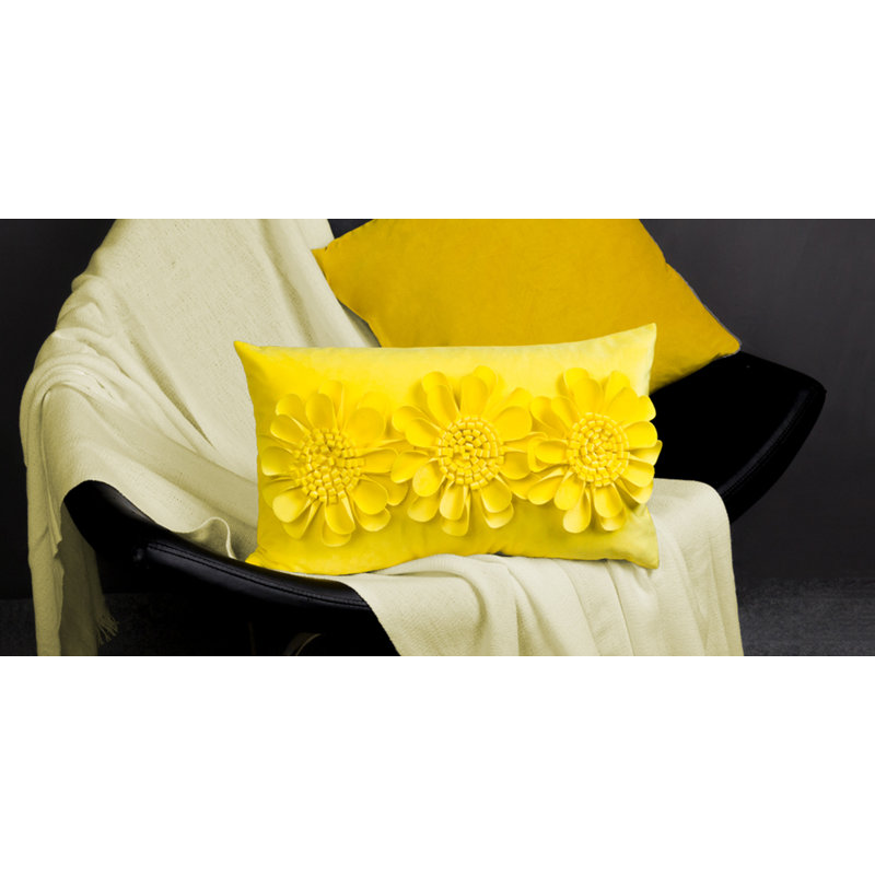  Sunflower Lumbar Rectangular Indoor/Outdoor Pillow Cover, Light Yellow