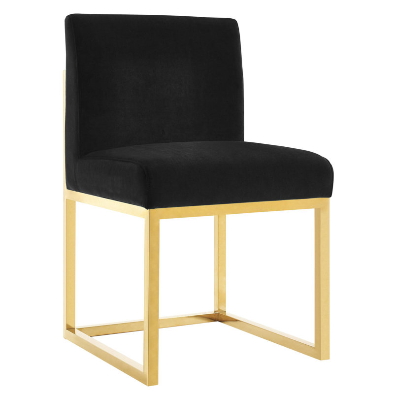 18.7" W Velvet Side Chair, Velours noir