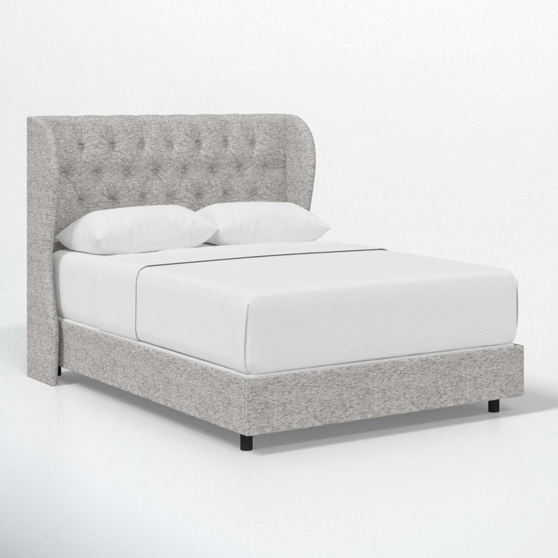Tomey Upholstered Wingback Bed, Milsap Spray Sustain® Tweed, Twin