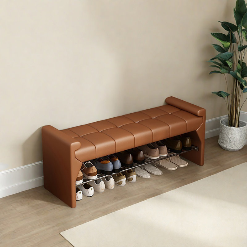 47.2in Shoe Changing Stool Shoe Storage Stool, Orange