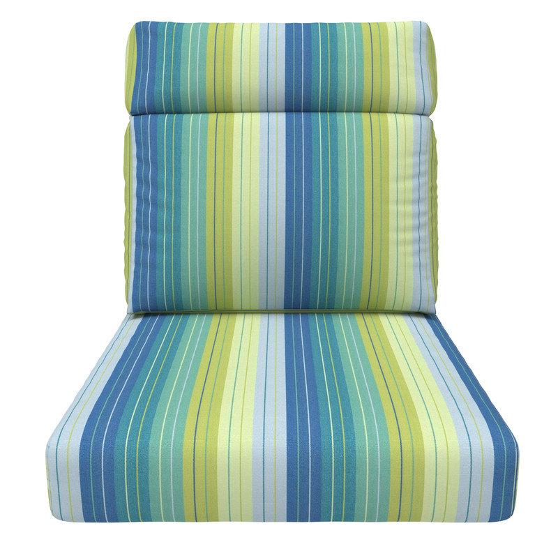 Sunbrella 6 Outdoor High Back Chair Cushion, Adirondack Chair Cushion Set, Seville Seaside Striped