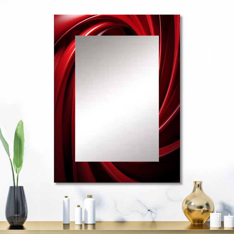 Rouge et noir spirale abstraite, paysage de rêve, 32 po x 24 po