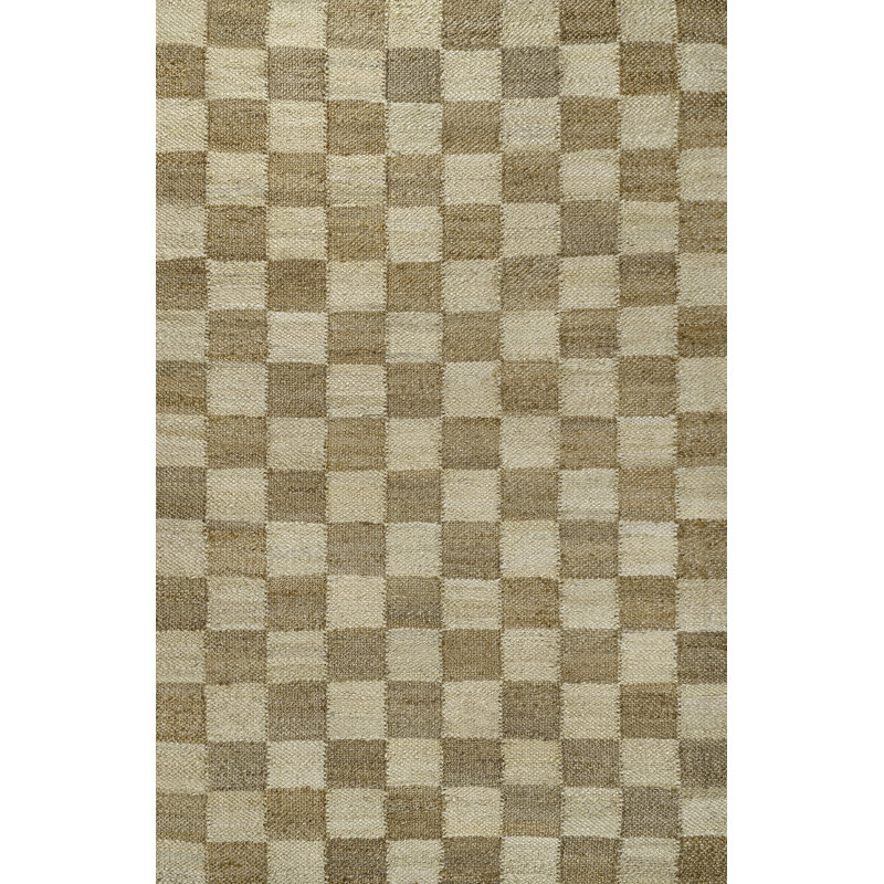 Nigel Modern Farmhouse Woven Jute Checkerboard Natural/Bleach Rug, Rectangle de 5 pi x 8 pi