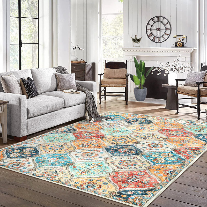 Siegulf Washable Moroccan Indoor Rug, Rectangle 5' x 7'