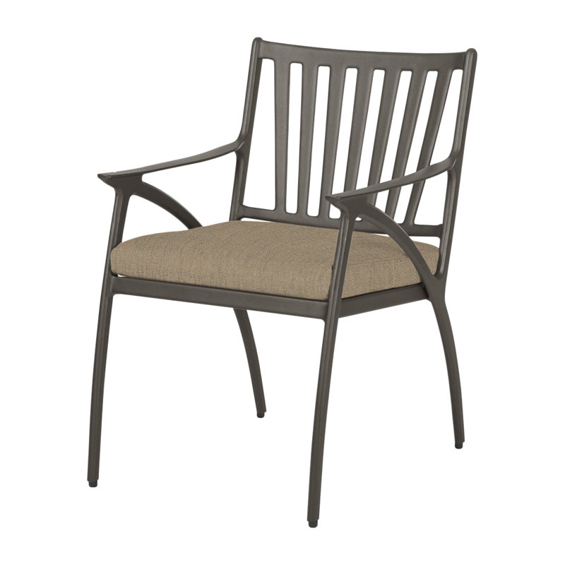 Amari Dining Chair Frame with Cushion, Canvas Heather Beige Sunbrella® Canvas, Carbon