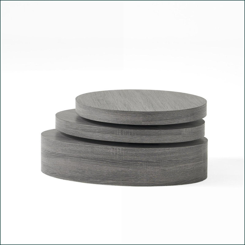 Table basse moderne rotative noire Sonoma pour le salon, peu encombrante