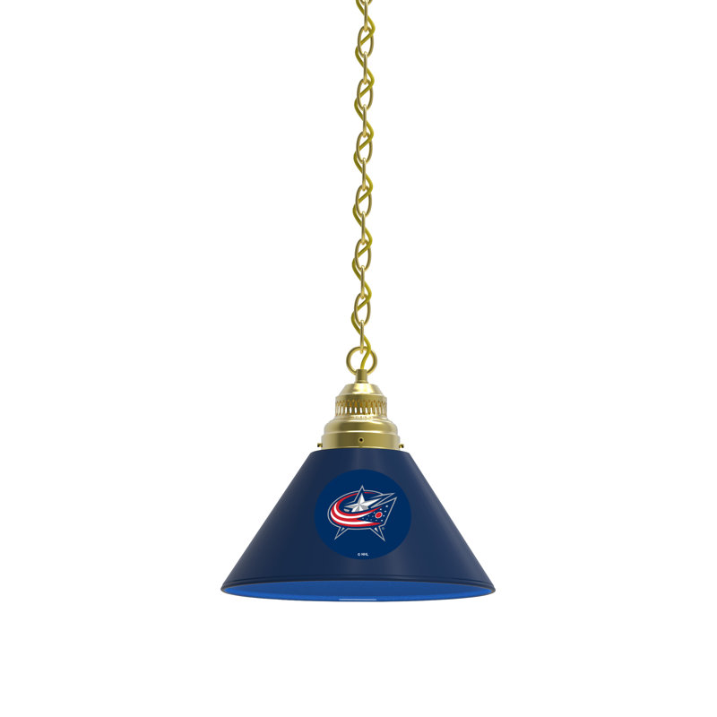 Luminaire suspendu conique 1 lumière NHL, Laiton, Columbus Blue Jackets