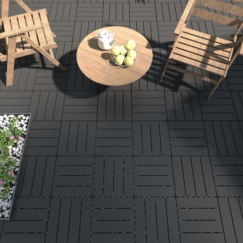 1 ft. X 1 ft. Outdoor Plastic Interlocking Deck Tile in Gray, Gray