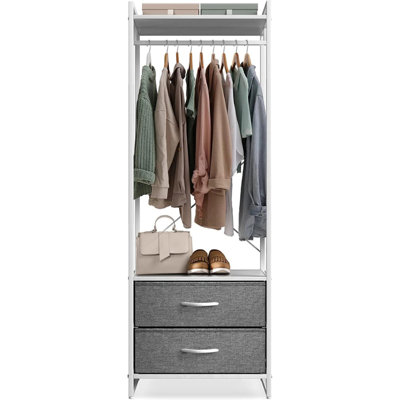 Sorbus 2 Drawer Clothing Rack with Wood Top and Steel Frame
