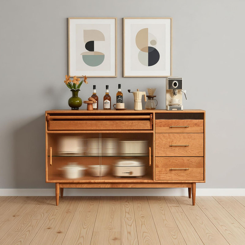 Buffet de rangement multifonctionnel en bois massif, H 33,85 po x l 55,11 po x P 16,92 po