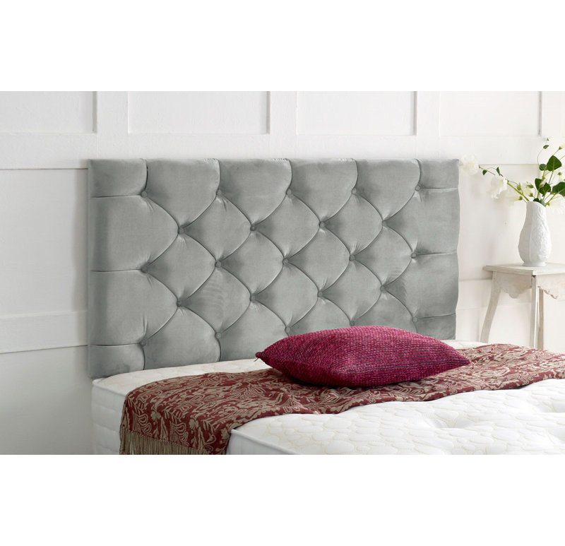 Upholstered Velvet Headboard, Super King (6'), Silver