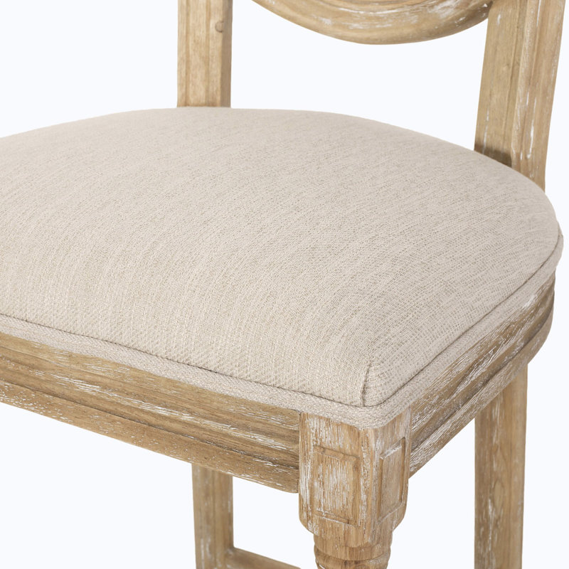 Bar Stools Set of 2, Beige Seat/Natural Frame