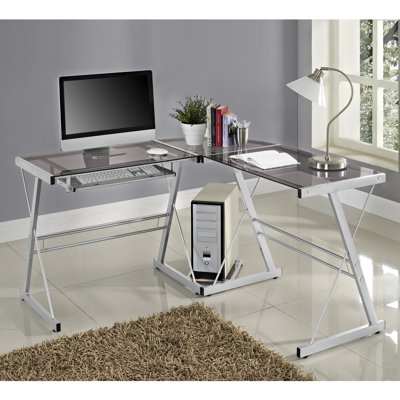 Wendell Modular L-Shaped Glass Steel Computer Desk