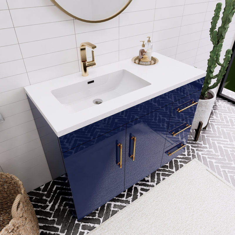 41.73228'' Single Bathroom Vanity with Acrylic Top, Light Blue