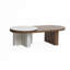 47.2'' Modern Travertine-Style Coffee Table, Oval Walnut Finish Geometric Coffee Table