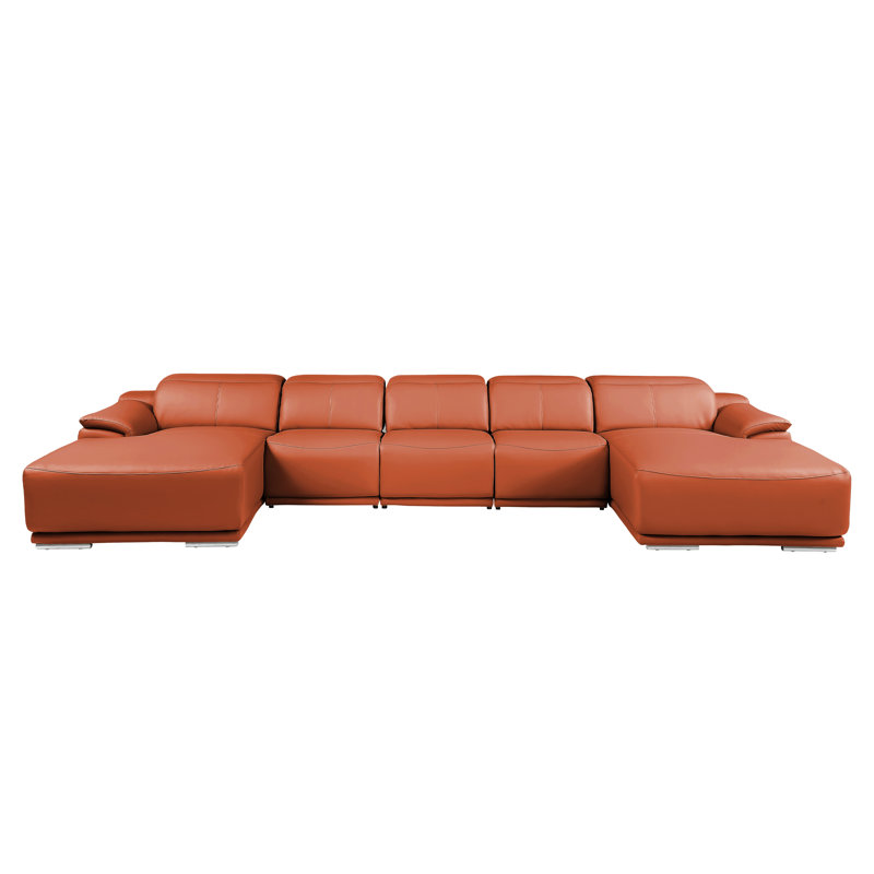 Canapé modulaire 5 pièces DivanItalia Camel, Cuir véritable chameau