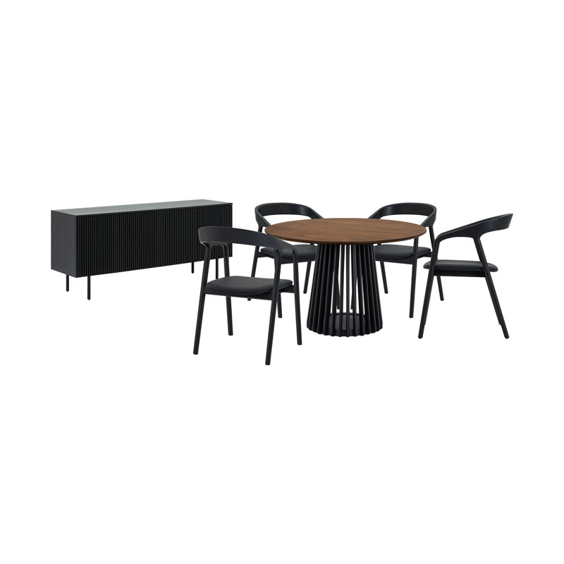 Buffolino 4 - Person Pedestal Dining Set, Walnut