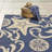 Solterra Marella Navy Blue Beige Cream Nautical Tropical Flatweave Polypropylene Indoor/ Outdoor Area Rug-114547410