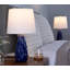 Ensemble de 2 lampes d'appoint 20 po en céramique bleu foncé, nickel poli et lin blanc Manja