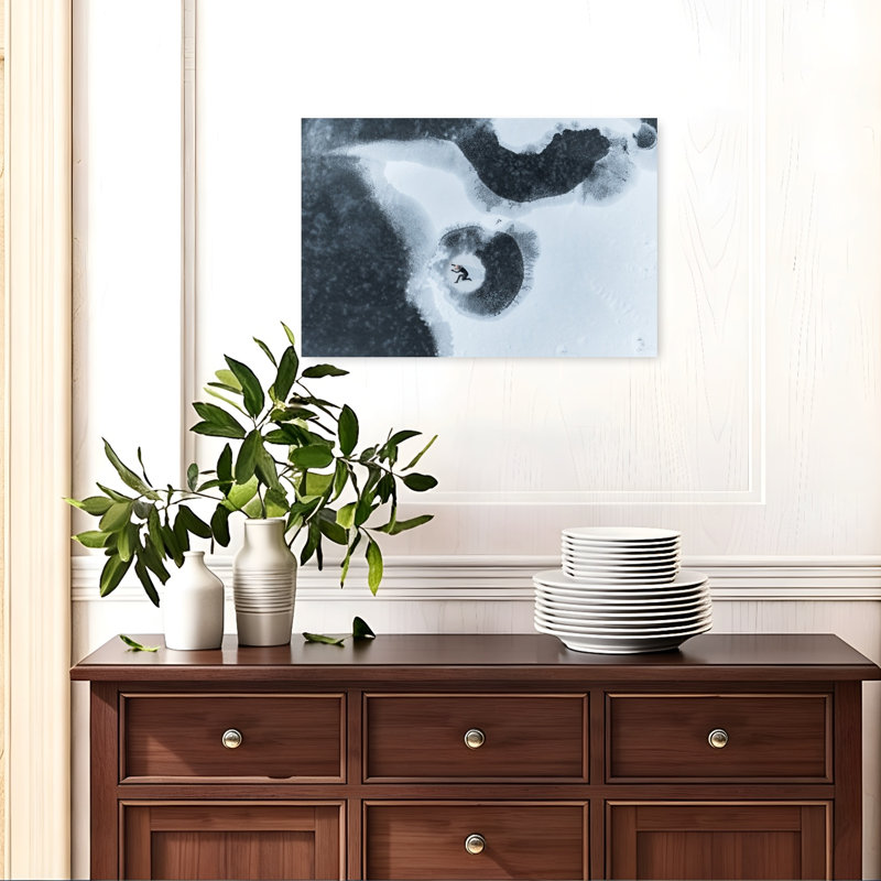Frozen Lake Solitude Abstract Minimalist Peaceful Landscape Nature Wall Art Print, 16" H x 24" W
